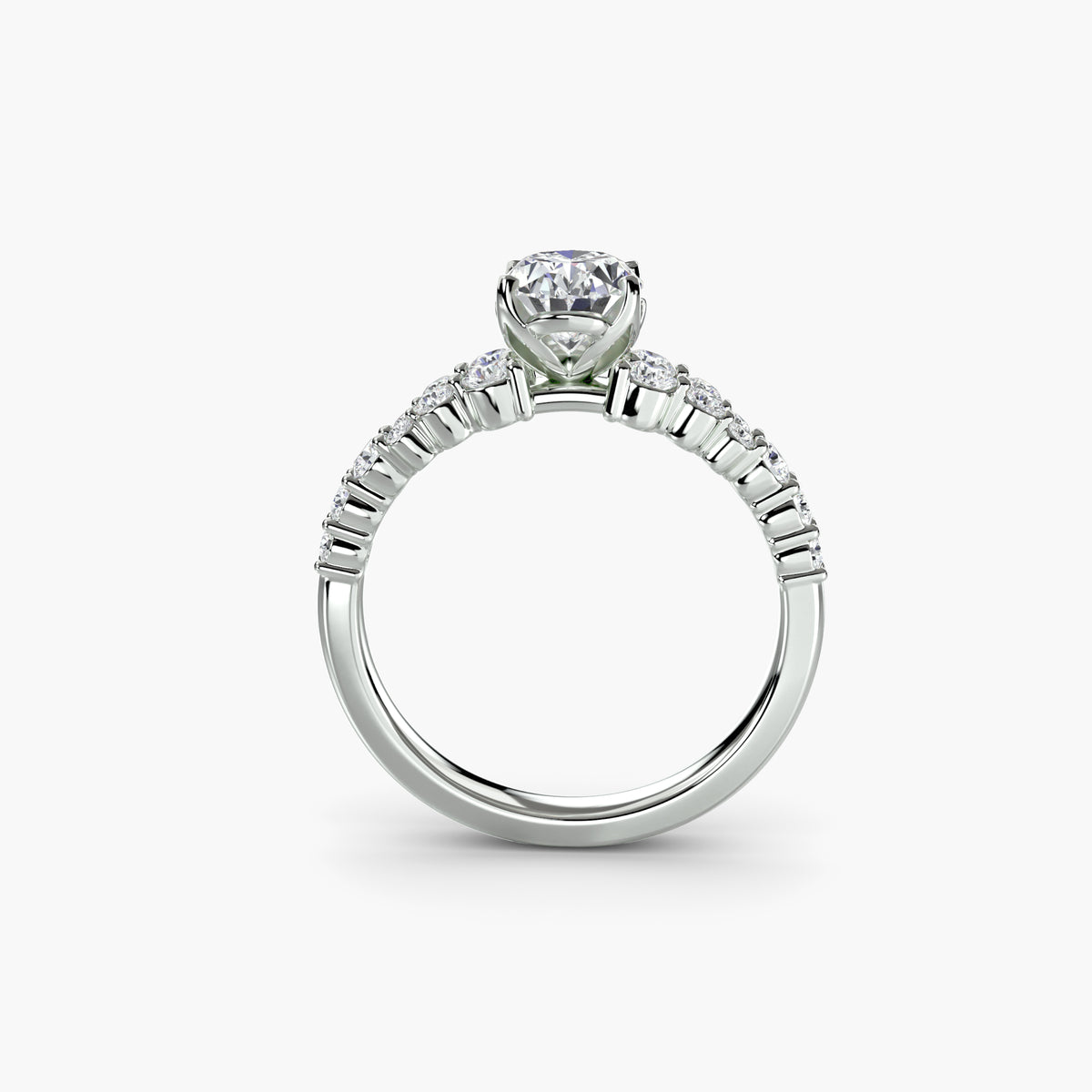 Profile view of celestial diamond accent engagement ring – The Siena